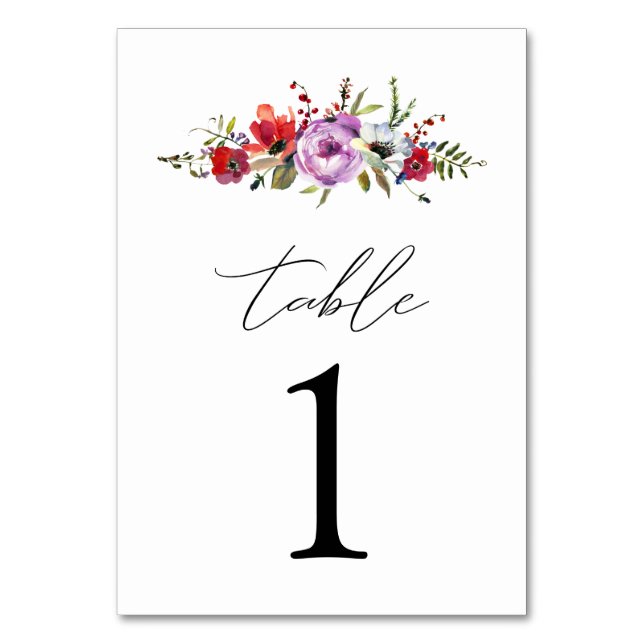 Wild Flowers & Romance Table Number (Front)