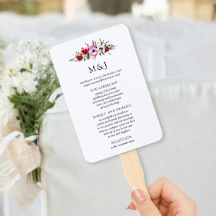 Wild Flowers & Romance Wedding Program Fan