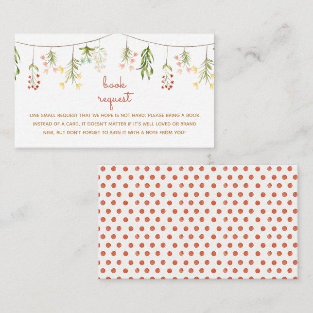 Wild Flowers Rustic Baby Shower Book Request Enclosure Card (Front/Back)