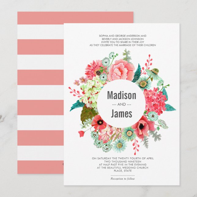 Wild Flowers Rustic Bouquet | Wedding Invitations (Front/Back)