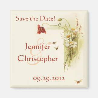Wild flowers save the date magnet