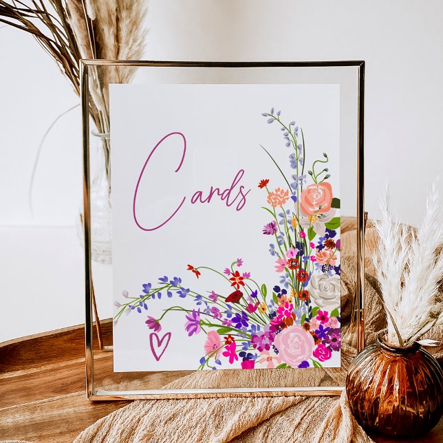 Wild flowers script cards bridal shower  poster (Wild flowers script cards bridal shower poster)