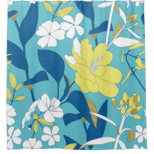 Wild flowers seamless pattern on white background shower curtain