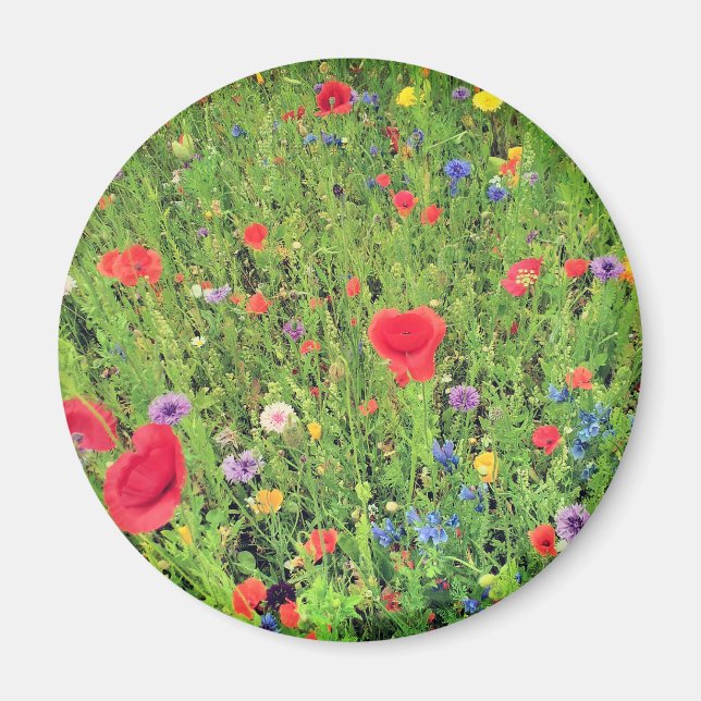 Wild flowers Spring Photo 5.7 Cm Round Magnet (Front)