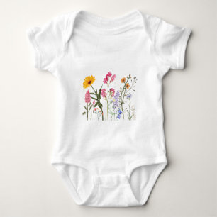Wild Flowers T-Shirt, Vintage Botanical Kids Tee, Baby Bodysuit