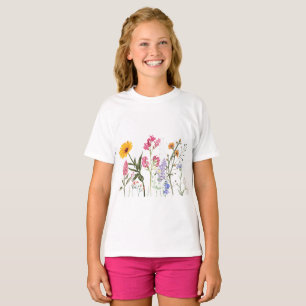 Wild Flowers T-Shirt, Vintage Botanical Kids Tee,  T-Shirt