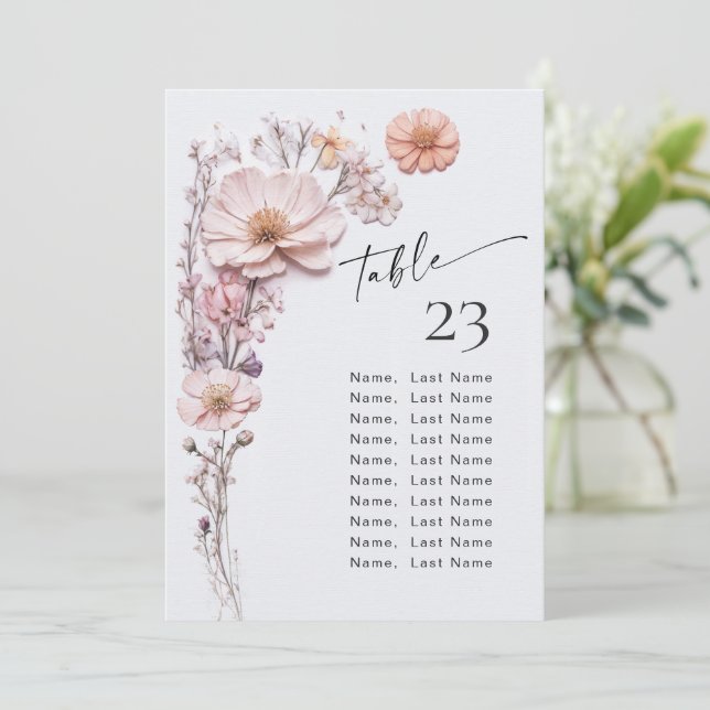 Wild Flowers Table Number Cards Seating Chart (Standing Front)