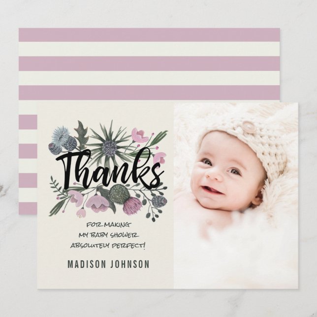 Wild Flowers | Thank you | Baby Shower Photo Card (Front/Back)