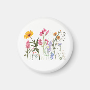 Wild Flowers , Vintage Botanical  , Pastel Floral  Magnet