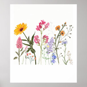 Wild Flowers , Vintage Botanical  , Pastel Floral  Poster