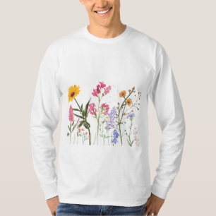 Wild Flowers , Vintage Botanical Pastel Floral  T-Shirt