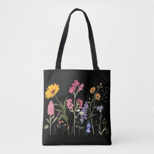 Wild Flowers , Vintage Botanical Pastel Floral Tote Bag