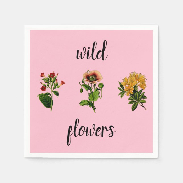 Wild Flowers Vintage Botany Napkin (Front)