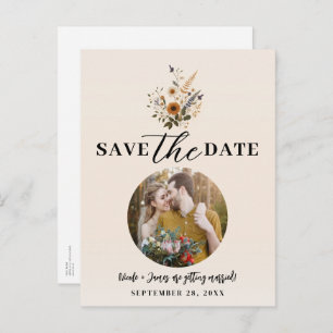 Wild Flowers Vintage Floral Boho Save the Date Announcement Postcard