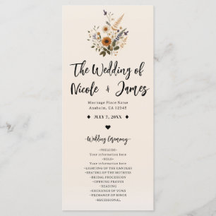 Wild Flowers Vintage Floral Boho Wedding Program Programme