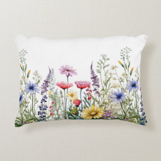 Wild Flowers Watercolor Art Decorative Cushion