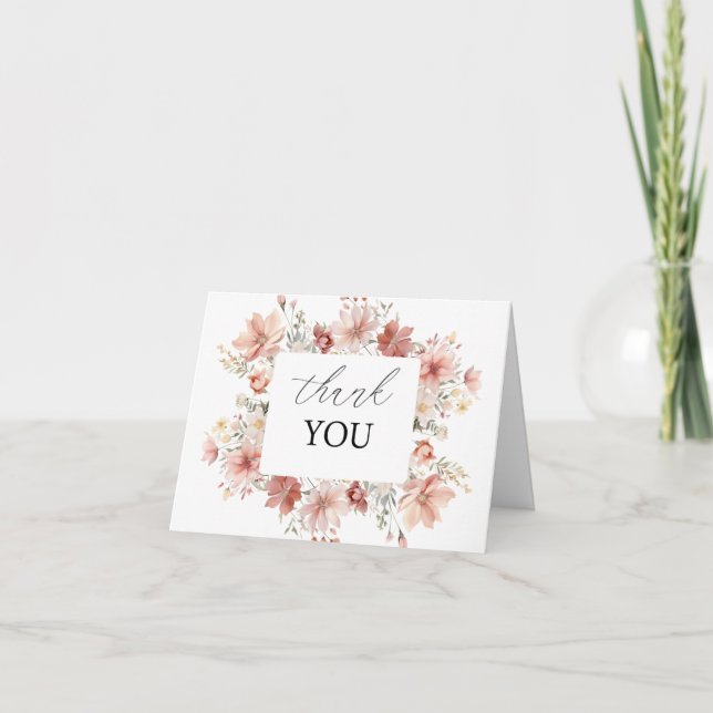 Wild Flowers Watercolor Baby Shower Thank You Card (Front)