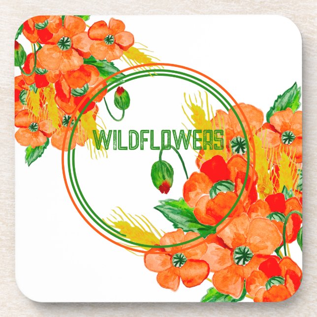 Wild flowers watercolor coaster (Front)