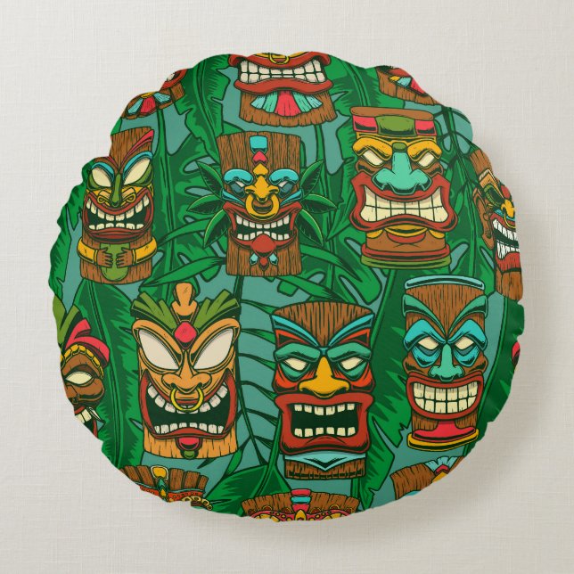 Wild Flowers Watercolor: Colourful Seamless Round Cushion (Front)