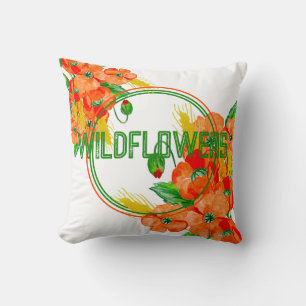 Wild flowers watercolor cushion