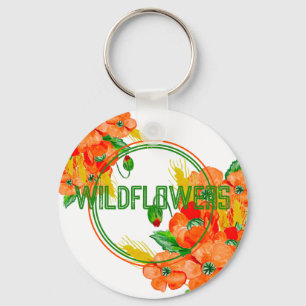 Wild flowers watercolor key ring
