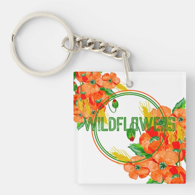 Wild flowers watercolor key ring (Front)