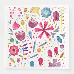 Wild Flowers Watercolor Napkin