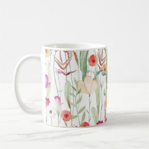 Wild Flowers Watercolor Seamless Design Coffee Mug