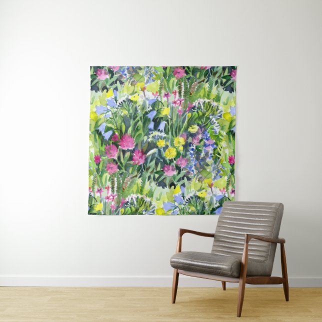 Wild flowers watercolor  tapestry (In Situ)