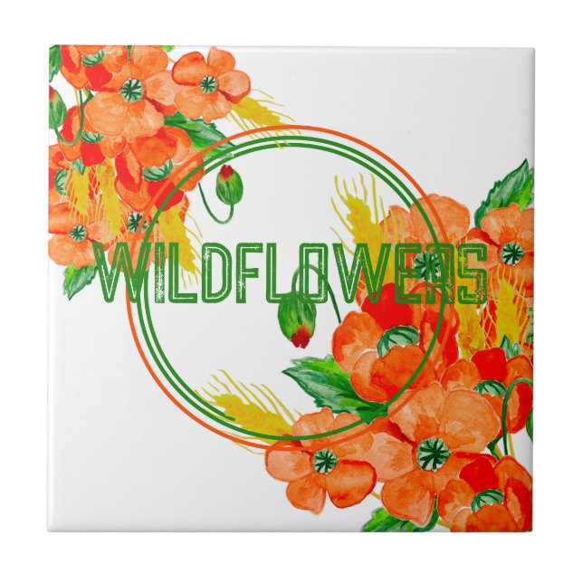 Wild flowers watercolor tile (Front)