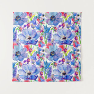 Wild Flowers Watercolor Wallpaper Tapestry