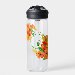 Wild flowers watercolor water bottle