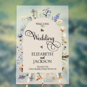 Wild Flowers Wedding Acrylic Welcome Sign