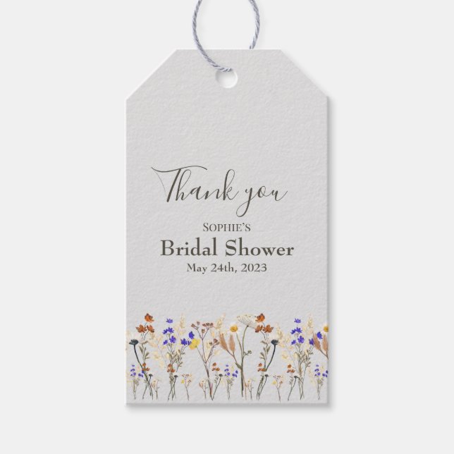 Wild flowers Wedding Bridal Shower Favour Gift Tag (Front)
