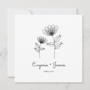 Wild Flowers Wedding Monogram Invitation Design