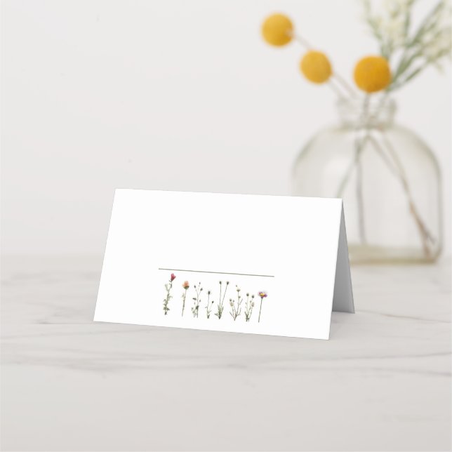 Wild flowers wedding name place card (Front)