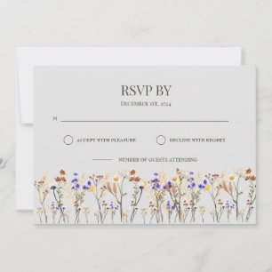  Wild flowers Wedding RSVP Card