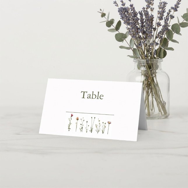 Wild flowers wedding table number place card (Wild flowers wedding table number place card.)