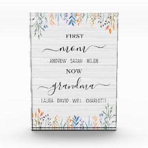 Wild Flowers White Wood Cute Keepsake for Grandma Photo Block