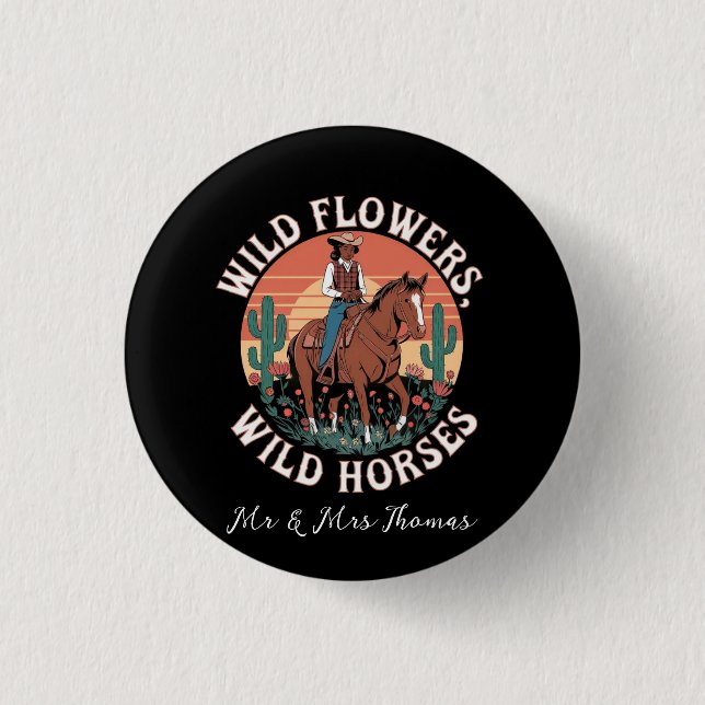 Wild Flowers & Wild Horses A Stunning Tribute 3 Cm Round Badge (Front)