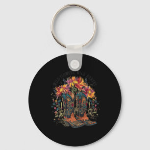 Wild Flowers - Wild Horses Cowgirl Boot Western Fl Key Ring