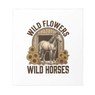 Wild Flowers Wild Horses Vintage Western Shirt Des Notepad