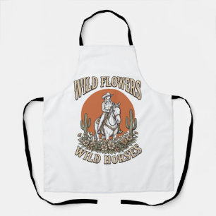 Wild Flowers Wild Horses Western Cowgirl Shirt Des Apron