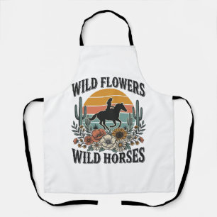 Wild Flowers Wild Horses Western Floral Shirt Desi Apron