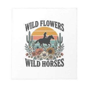 Wild Flowers Wild Horses Western Floral Shirt Desi Notepad