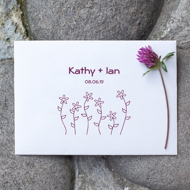 Wild Flowers with Branches and Leaves Design Rubber Stamp (Creator Uploaded)