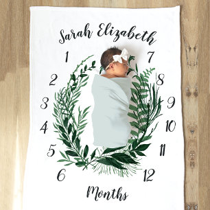 Wild Forest Botanical Monthly Baby Milestone Fleece Blanket