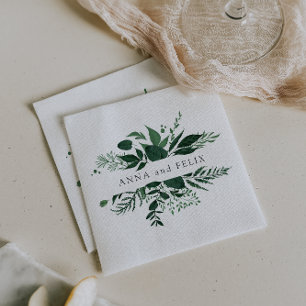 Wild Forest   Botanical Personalised Wedding Napkin