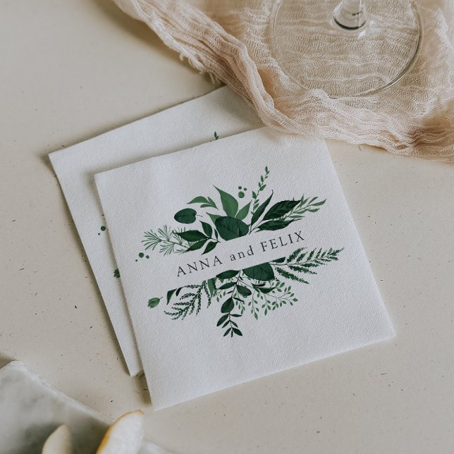 Wild Forest | Botanical Personalised Wedding Napkin (Creator Uploaded)