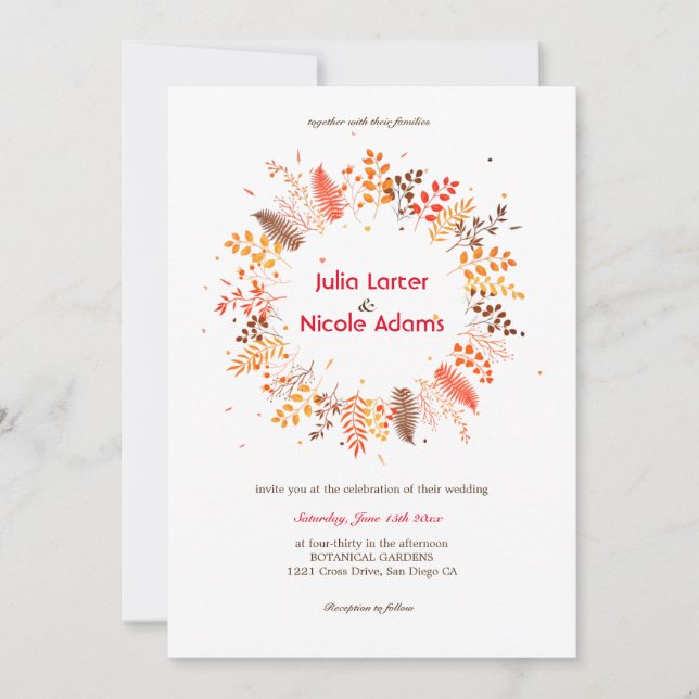Wild Forest Fern Moss Mushroom Botanical Wedding Invitation (Front)